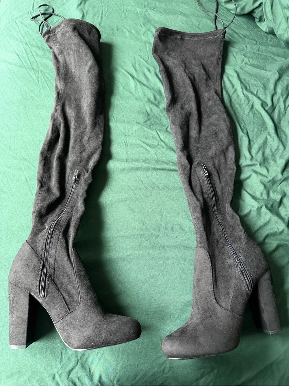 Fashion Nova Black Over-the-Knee Block Heel Boots
